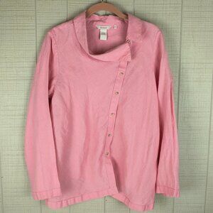 Sundance Linen Shirt Blouse Asymmetrical Lagenlook Pink Petite